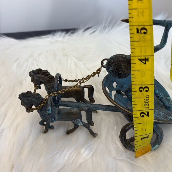 Vintage Bronze Chariot Figurine with Blue Accents - Picture 8 of 9